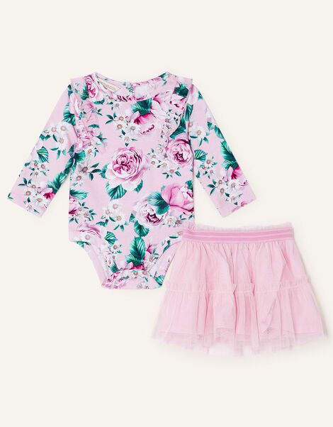 Newborn Floral Bodysuit and Tutu Set Pink, Pink (PINK), large