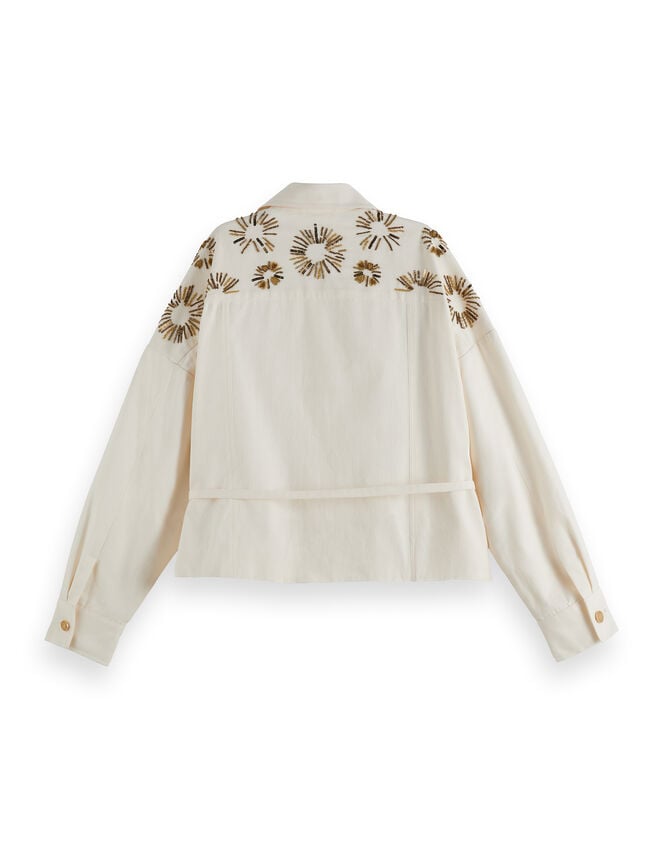 Scotch & Soda Embellished Belted Shacket, Ivory (IVORY), large