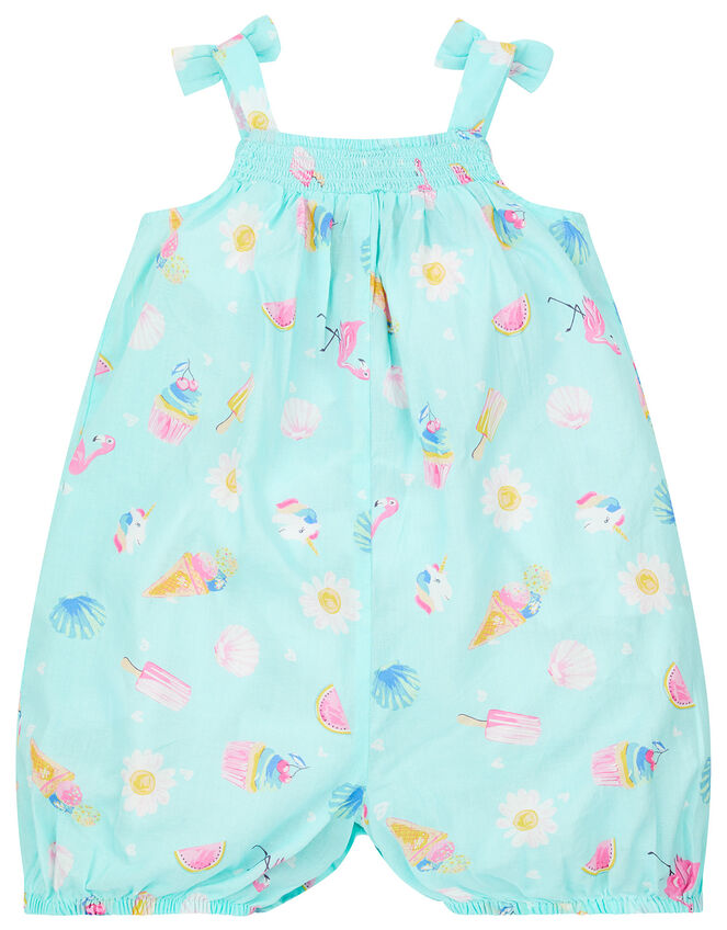 Baby Layla Ice Cream Romper in Organic Cotton, Blue (AQUA), large