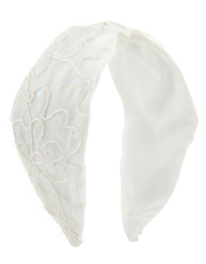 Sequin Lace Knotted Headband, , large