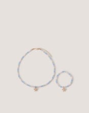 Bow Beaded Necklace & Bracelet Set, , large