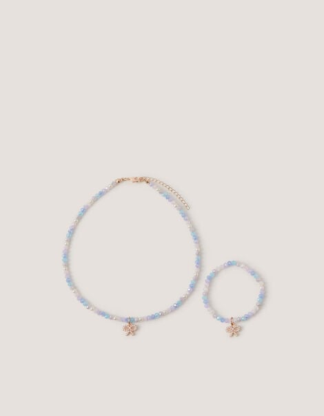 Bow Beaded Necklace & Bracelet Set, , large