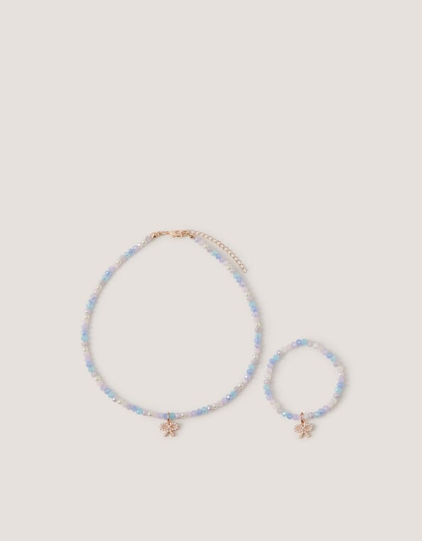 Bow Beaded Necklace & Bracelet Set, , large