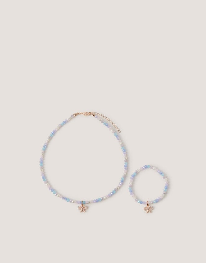 Bow Beaded Necklace & Bracelet Set, , large