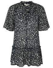 Natalie Printed Blouse in Sustainable Viscose, Blue (NAVY), large