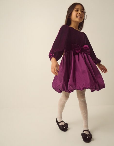 Maisie Velvet Bubble Hem Party Dress, Purple (PURPLE), large
