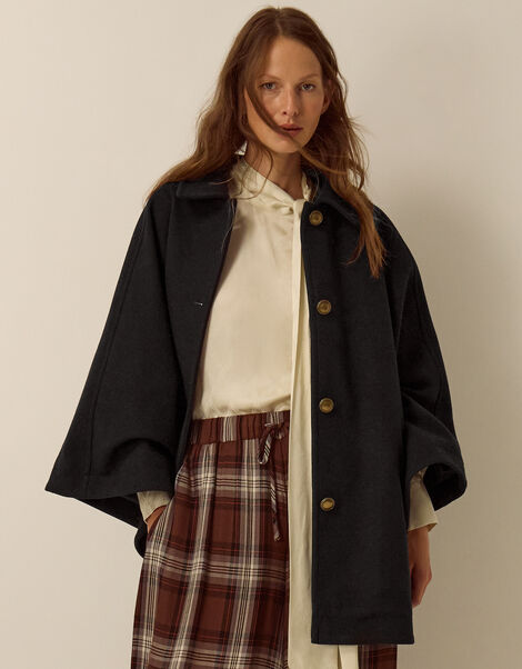 Claudie Cape Coat, Black (BLACK), large