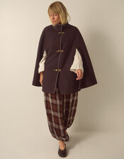 Leia Cape Coat, Brown (CHOCOLATE), large