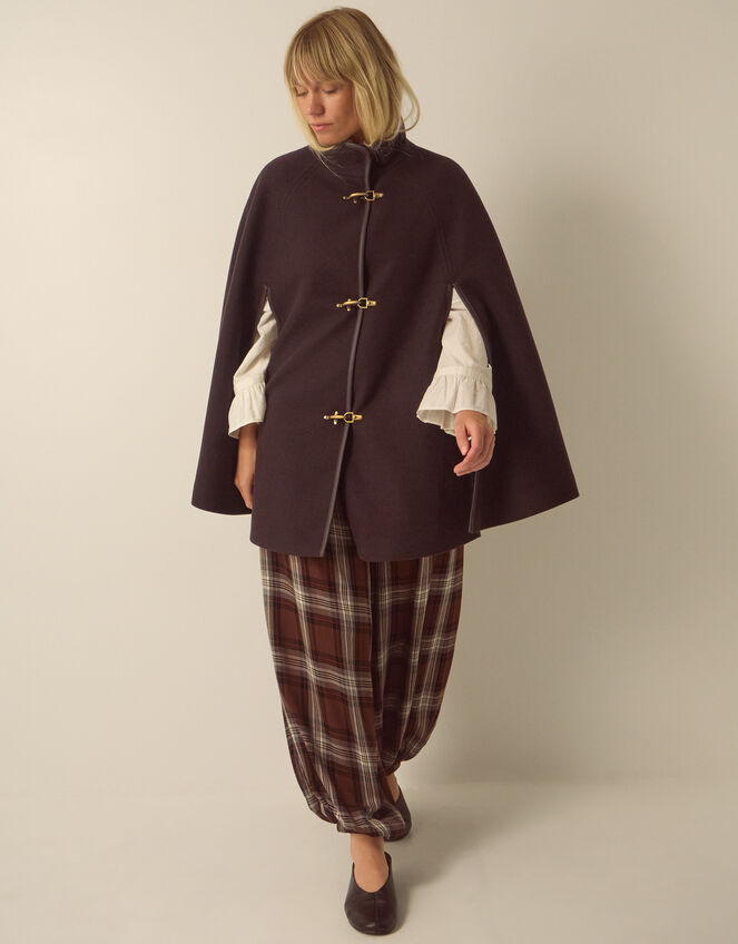 Leia Cape Coat, Brown (CHOCOLATE), large