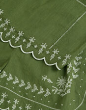 Embroidered Scallop Tank & Shorts Set, Green (KHAKI), large