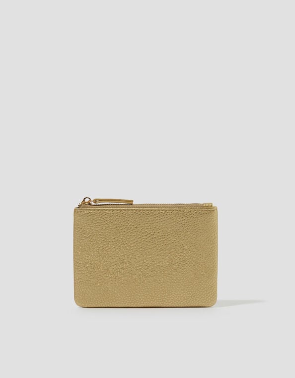 Faux Leather Coin Purse, Gold (GOLD), large