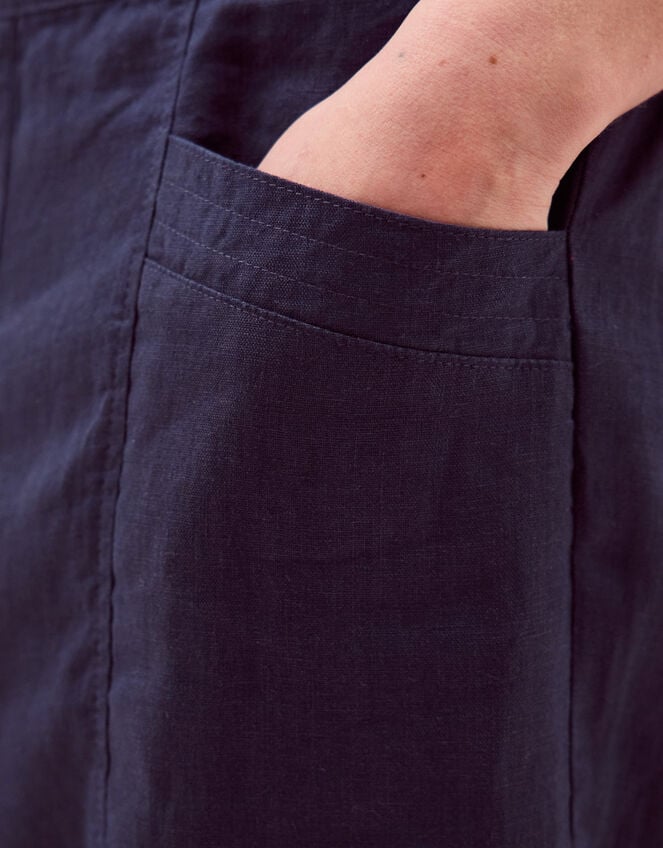 Lucy Short Straight Leg Linen Pants, Blue (NAVY), large