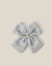 Tweed Bow Hair Clip, , large