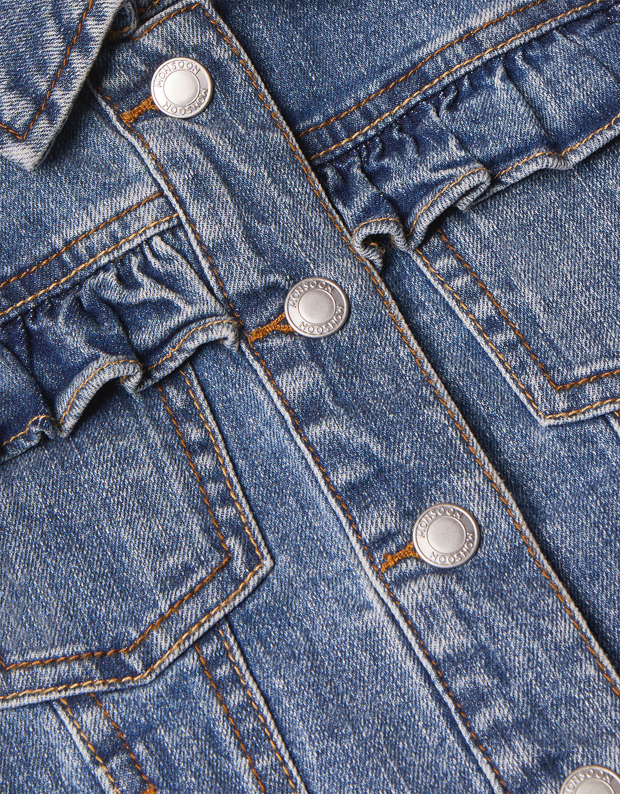Frill sleeve denim outlet jacket