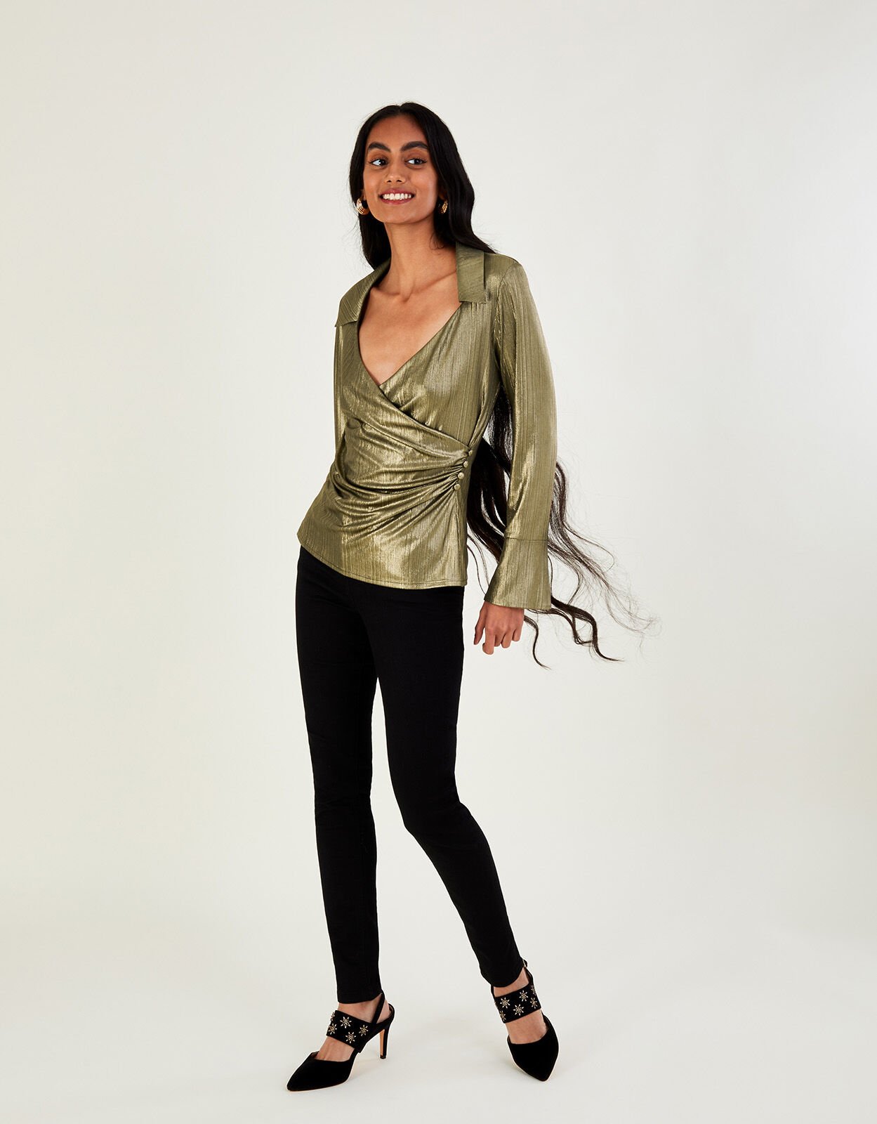 Wrap blouse womens top