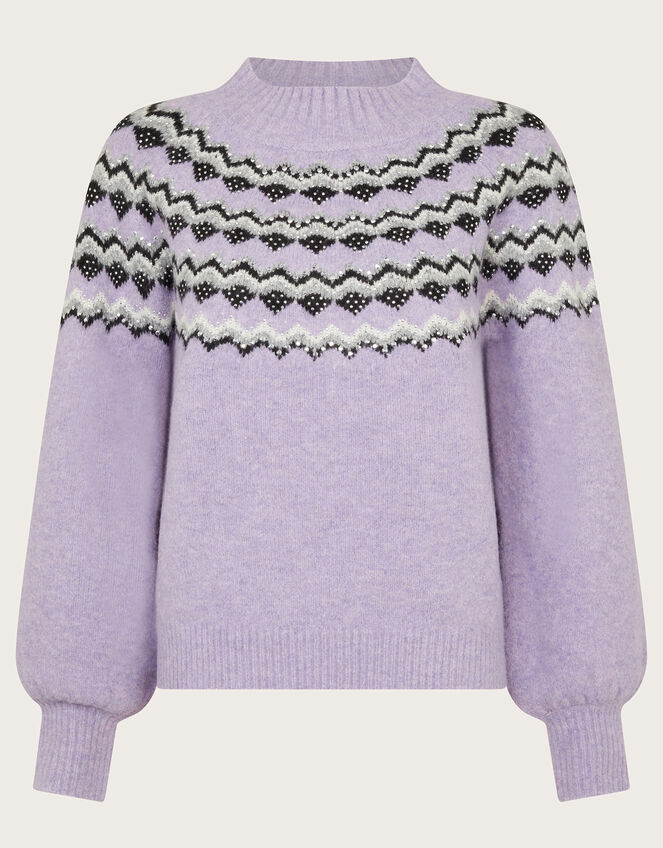 Fie Fair Isle Jumper , Purple (LILAC), large