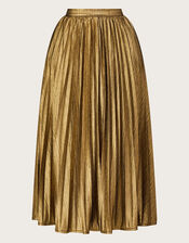 Mia Pleated Midi Skirt, Gold (GOLD), large