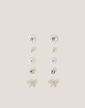 5-Pack Flower Pearl Stud Earrings, , large