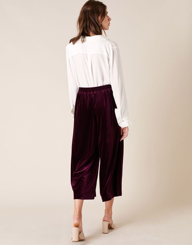 Velvet Cropped Trousers, Purple (PLUM), large