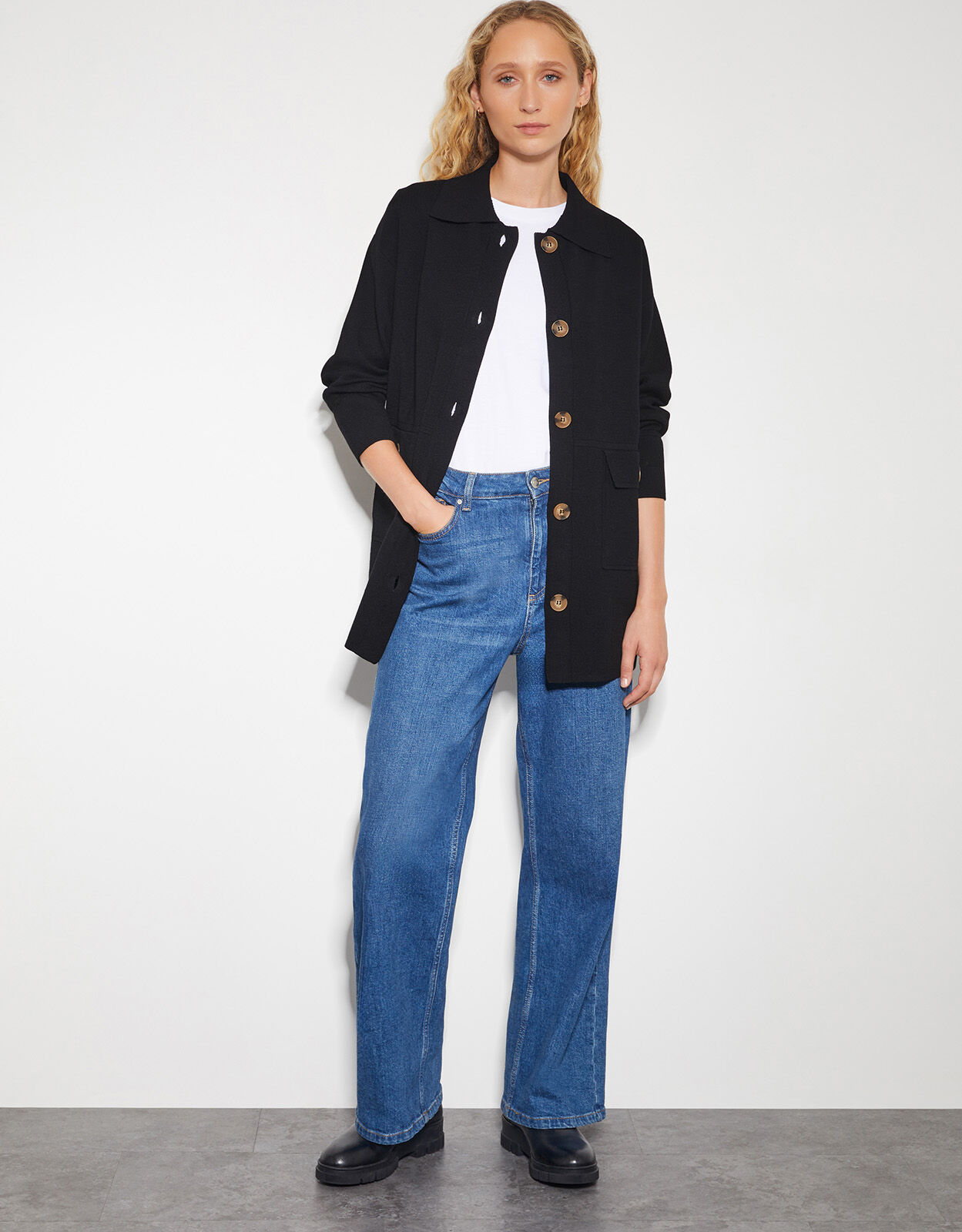 Nina Knit Utility Jacket Black | Knitwear | Monsoon Global.