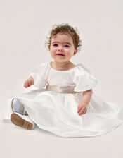 Baby Angelica Satin Bow Dress, Ivory (IVORY), large