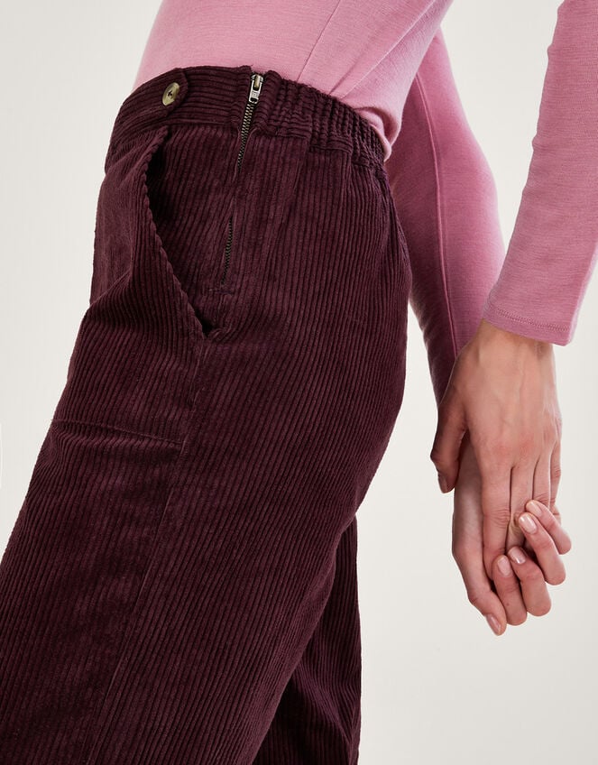 Harper Corduroy Crop Trousers, Purple (PLUM), large