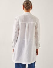 Tatiana Linen Blend Tunic Shirt, White (WHITE), large
