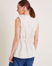 Sara Stripe Waistcoat, Ivory (IVORY), large