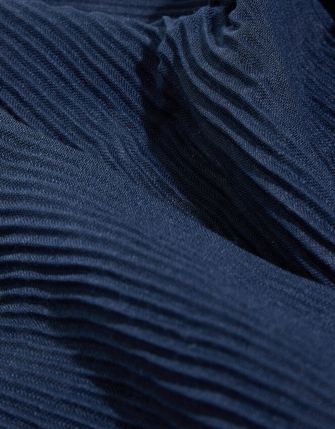 Pleated Scarf with Recycled Polyester, Blue (NAVY), large