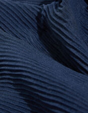 Pleated Scarf with Recycled Polyester, Blue (NAVY), large