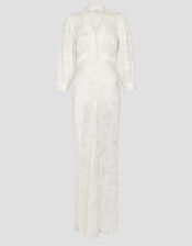 Grace Long Sleeve Satin Shirt Wedding Dress, Ivory (IVORY), large