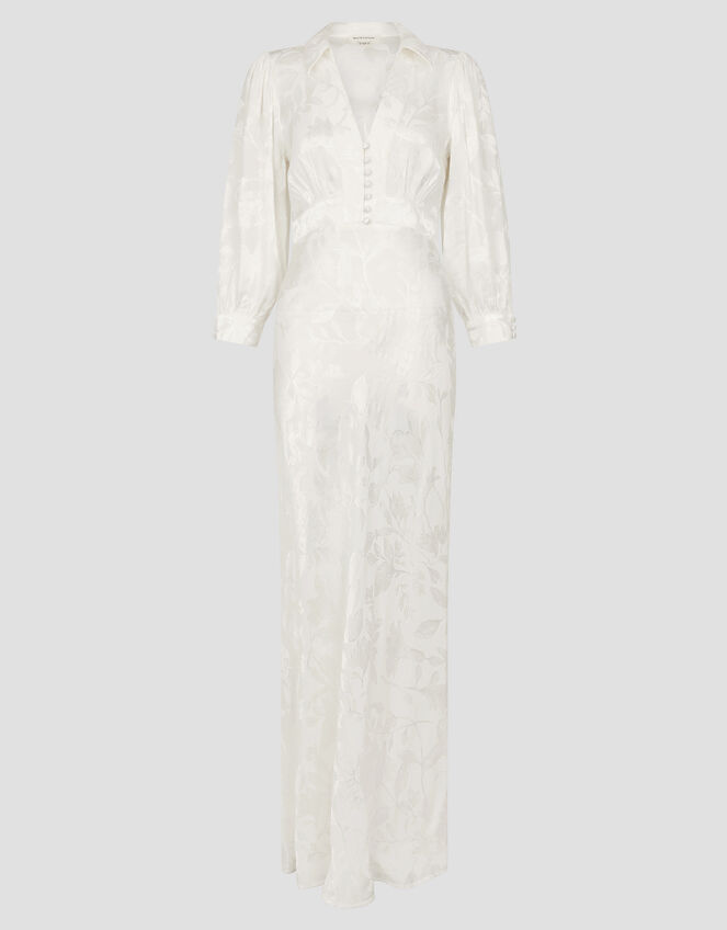 Grace Long Sleeve Satin Shirt Wedding Dress, Ivory (IVORY), large
