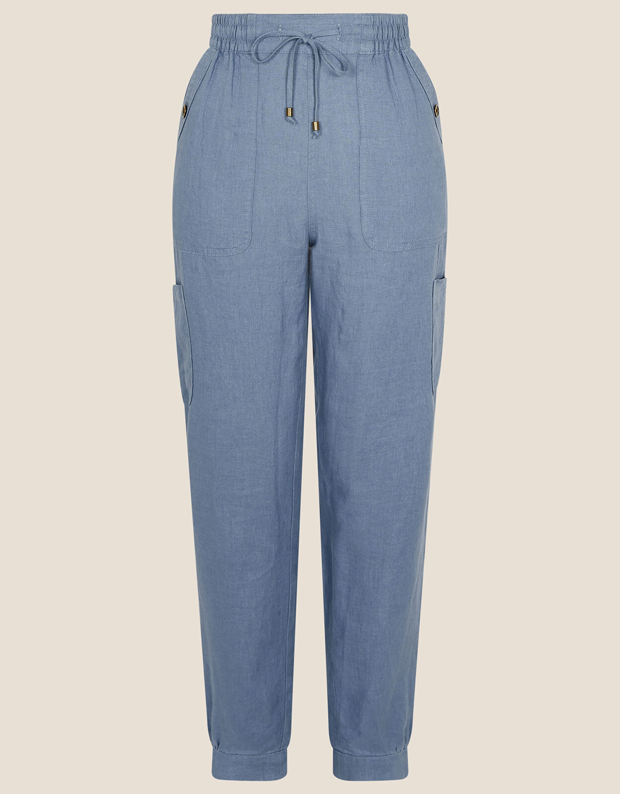 Poppy Linen Joggers Blue | Trousers 