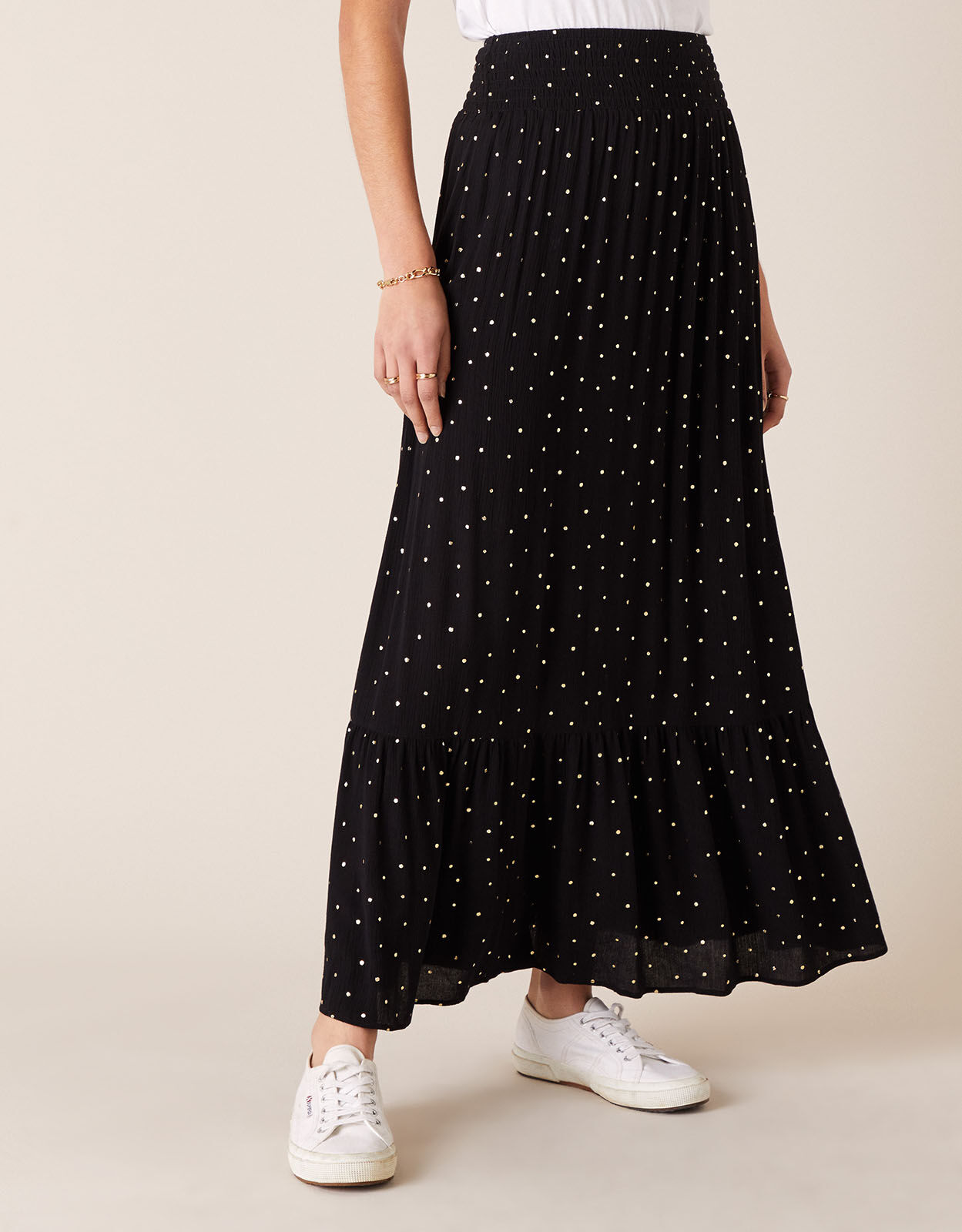 Foil Print Maxi Skirt in Sustainable Viscose Black