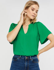Arabella Short Sleeve Blouse, Green (GREEN), large