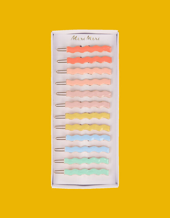 Meri Meri Enamel Wavy Hair Clips 12 Pack, , large