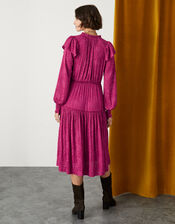 Satin Jacquard Midi Dress, Pink (PINK), large