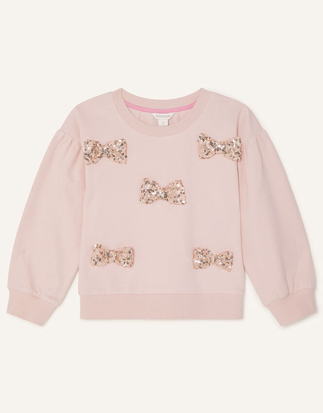 Sequin Bow Sweatshirt , Nude (NUDE), large