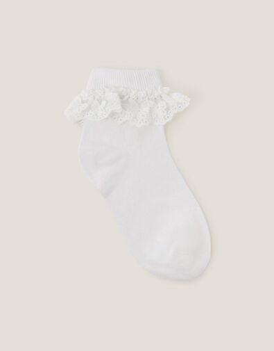 Flower Lace Socks, White (WHITE), large