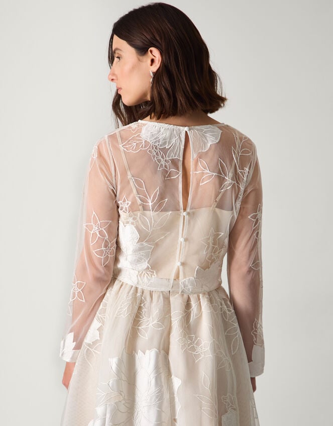 Rhea Floral Embroidered Mesh Wedding Top, Ivory (IVORY), large