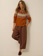 Frey Fair Isle Jumper, Orange (RUST), large