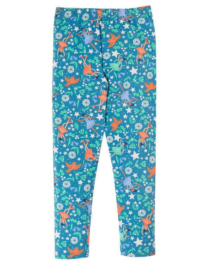 Frugi Enchanted Forest Print Leggings, Blue (BLUE), large