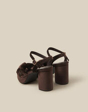 Nola Twist Knot Velvet Platform Heels, Brown (CHOCOLATE), large