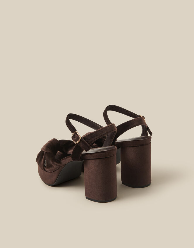 Nola Twist Knot Velvet Platform Heels, Brown (CHOCOLATE), large