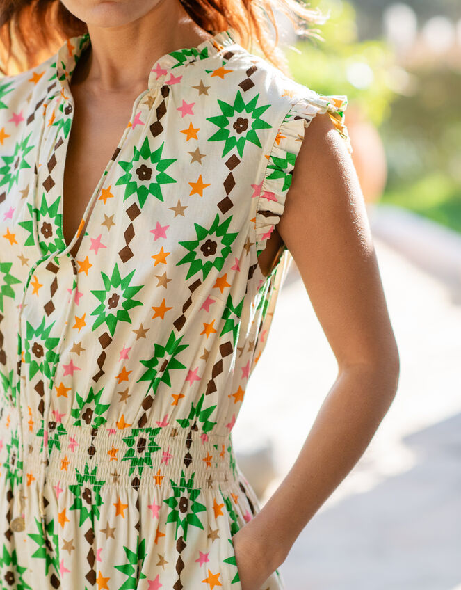 La Galeria Elefante Floral Print Midi Dress, Orange (PEACH), large