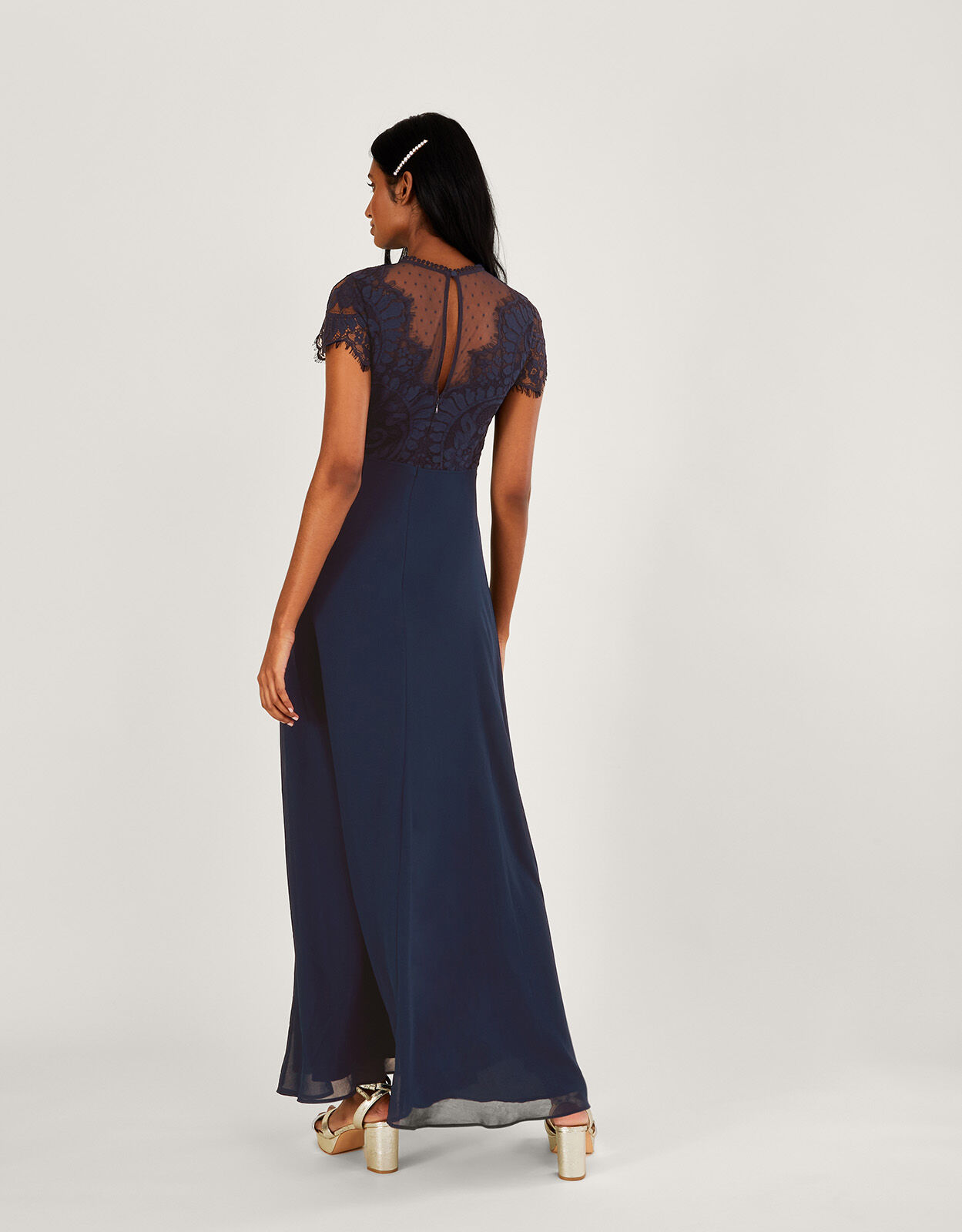 Navy blue lace maxi dress on sale