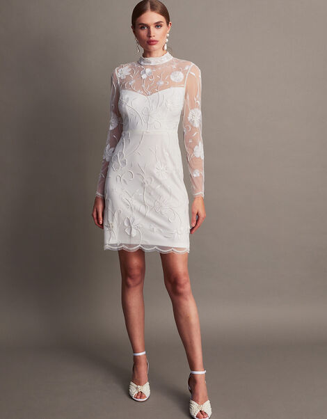 Krystyna Embroidered Short Dress Ivory, Ivory (IVORY), large