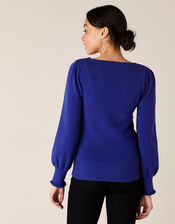 Scoop Neck Knit Jumper, Blue (COBALT), large