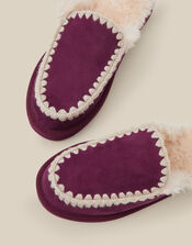Jess Whipstitch Mule Slippers, Red (BURGUNDY), large