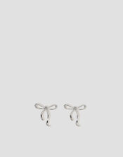 Bow Stud Earrings, Silver (SILVER), large